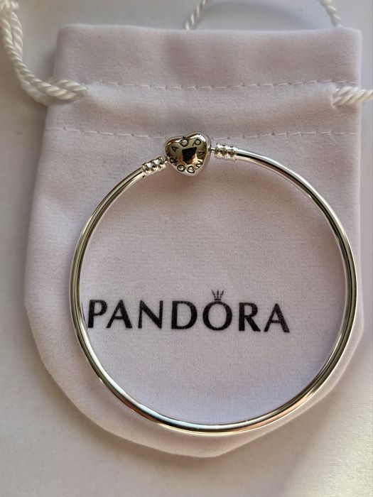 Bransoletka PANDORA 18 cm Polerowane srebro + certyfikat+ pudełko Model bangle