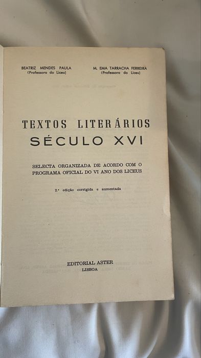 Livro Textos Literários Século XVI