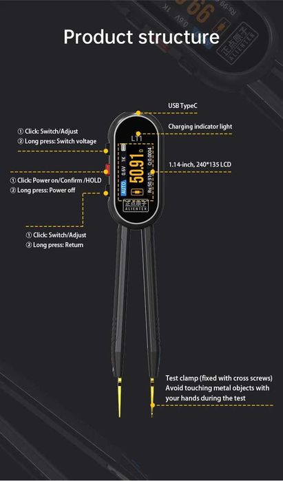 Alientek LT1 LCR Tweezers пинцет для внутрисхемного измерения