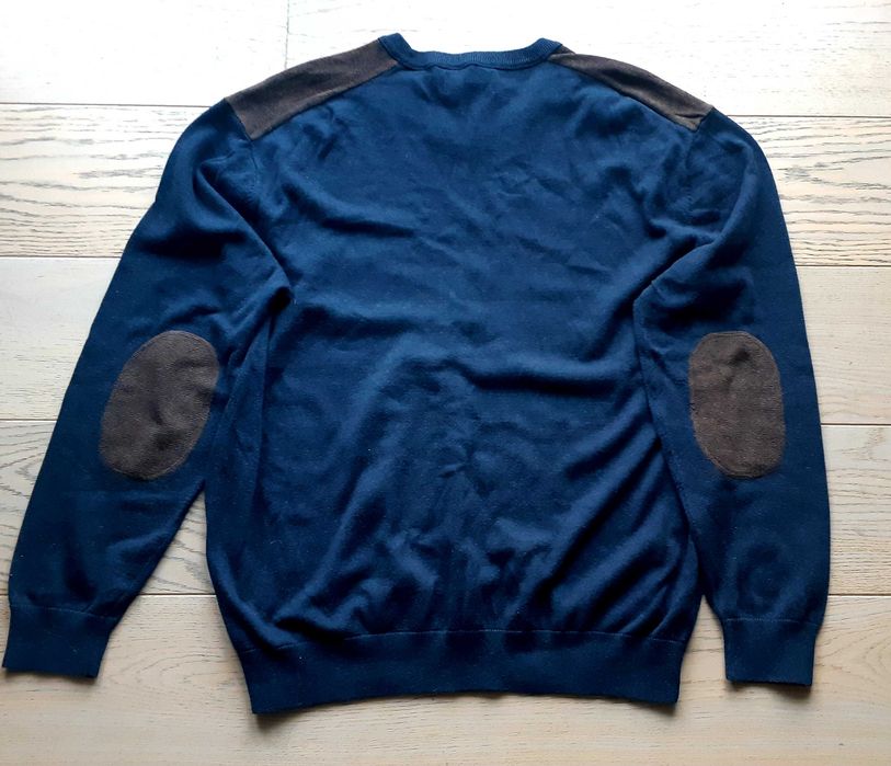 sweter NEXT męski 2XL XXL z łatami na łokciach 100% bawełna