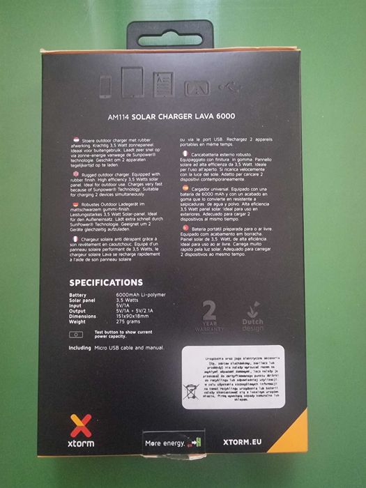 Powerbank Solarny Solar Charger Lava 6000mAh