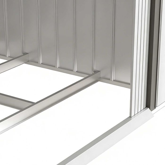 Abrigo de Jardim Metálico 213x130x185 cm Branco e Cinzento