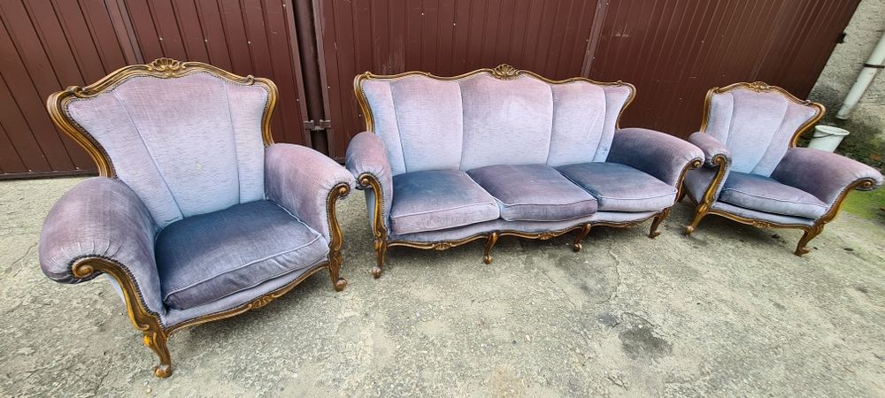 Zestaw Ludwikowski sofa i 2 fotele Francja antyczny