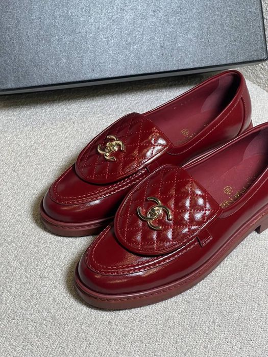 Бургунді/ бордові шкіряні лофери Chanel! Розмір 39,40! Розпродаж 70%