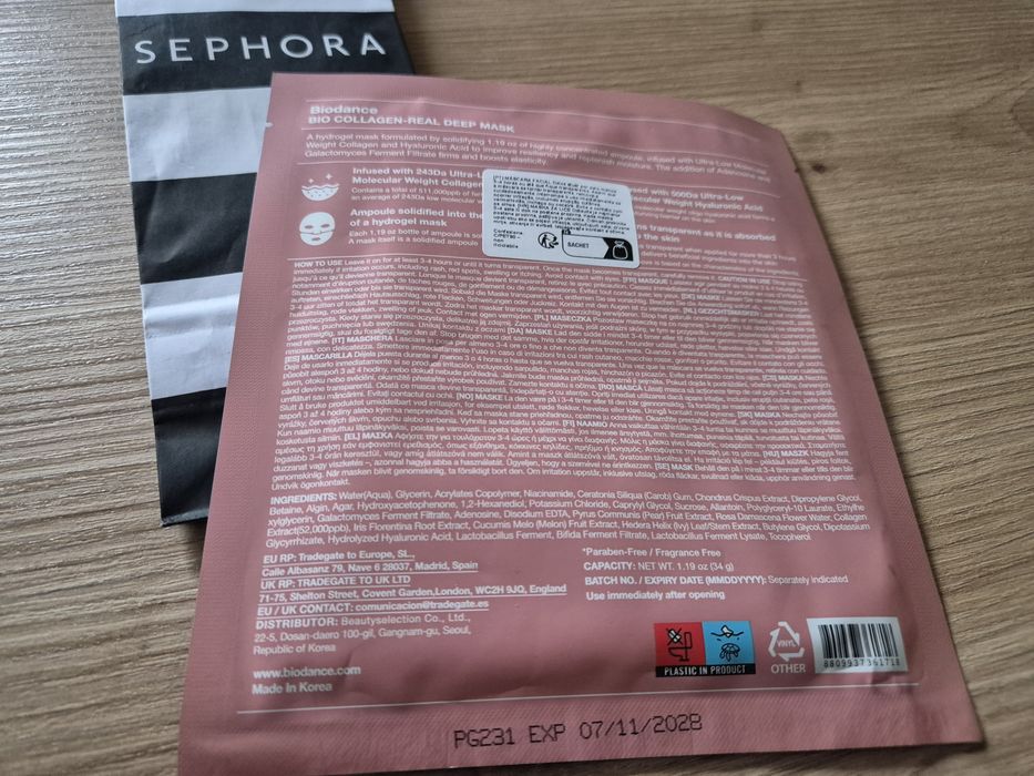 Hit!!! BIODANCE Bio Collagen Real Deep Mask 34g maska z kolagenem