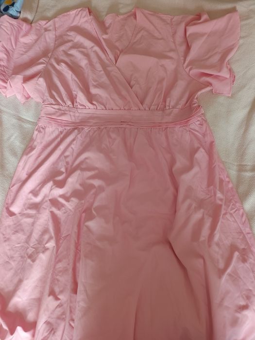 Рожева літня, коктейльна сукня, довга, 4xl, 5xl