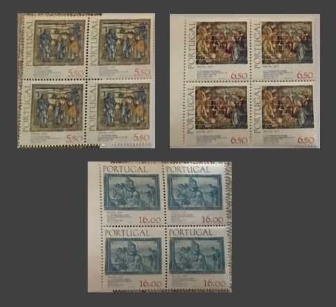 Série completa de 3 quadras de selos novos - Natal - 1979