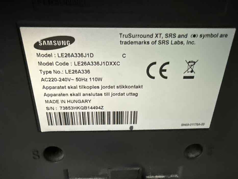 TV SAMSUNG LE26A336J1D sem Imagem (para peças ou reparação)