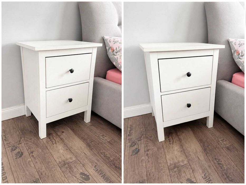 Ikea HEMNES 2x szafka nocna  2 szuflady, biała bejca, 54x66 cm