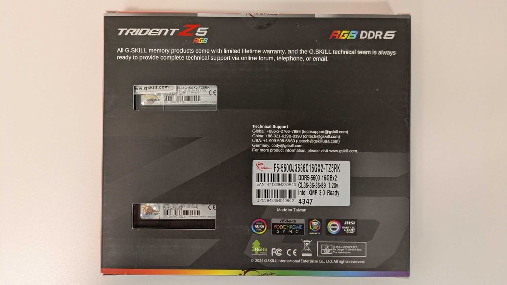 RAM G.Skill Trident Z5 Kit 32GB (2x16GB) DDR5 5600MHz CL36 RGB - Nova