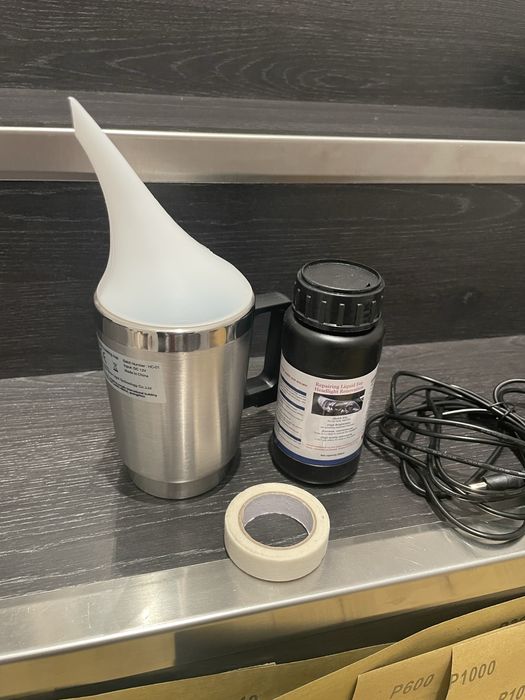 Maquina de Polir Farois a vapor com 200 ml de liquido e varias Lixas