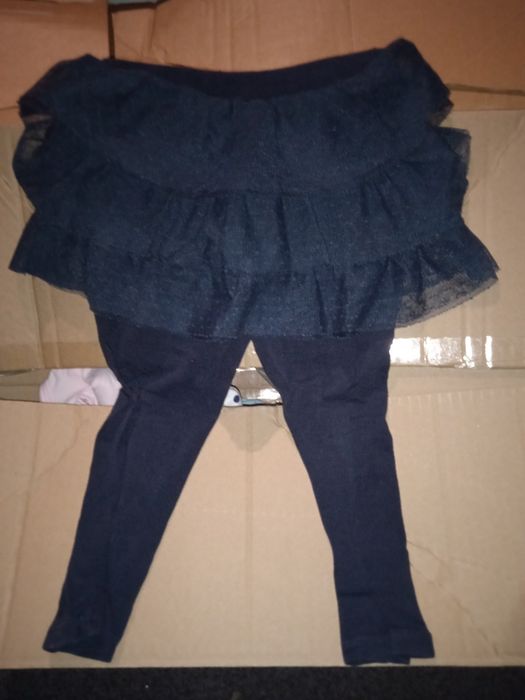 Legginsy ze spódniczką tiulową granatowa, rozm. 74, 6-9 m-cy