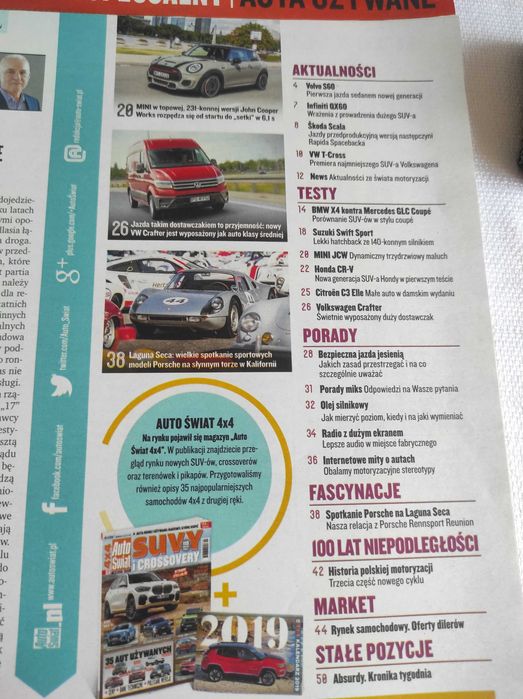 Czasopismo Auto Świat WYSZUKAJ POJAZD 44/2018 Crafter C3 X4 GLC Swift