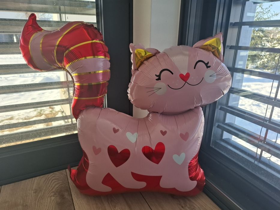 Balon foliowy Kot w serduszka ok. 47x57cm  /Walentynki / Przyjęcie