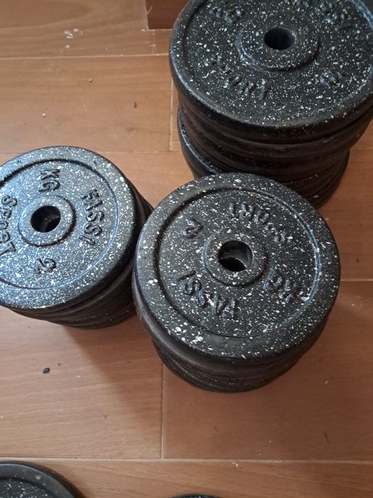 Conjunto musculação - anilhas Fassi Sport + halteres