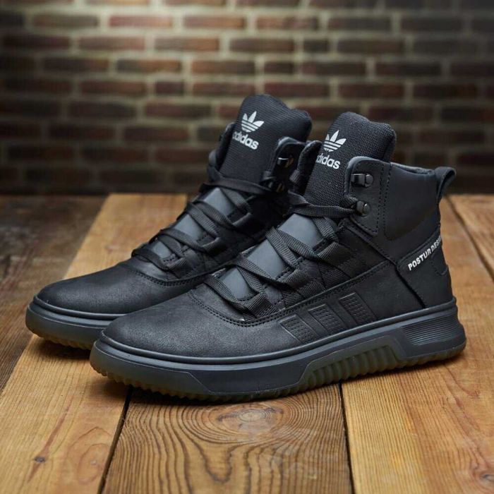 Чоловічі зимові черевики кросівки Adidas натуральна шкіра Ботинки зим