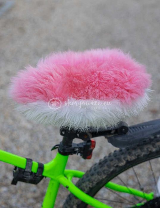 Nakładka/ pokrowiec na siodełko rowerowe - róż puder, biały