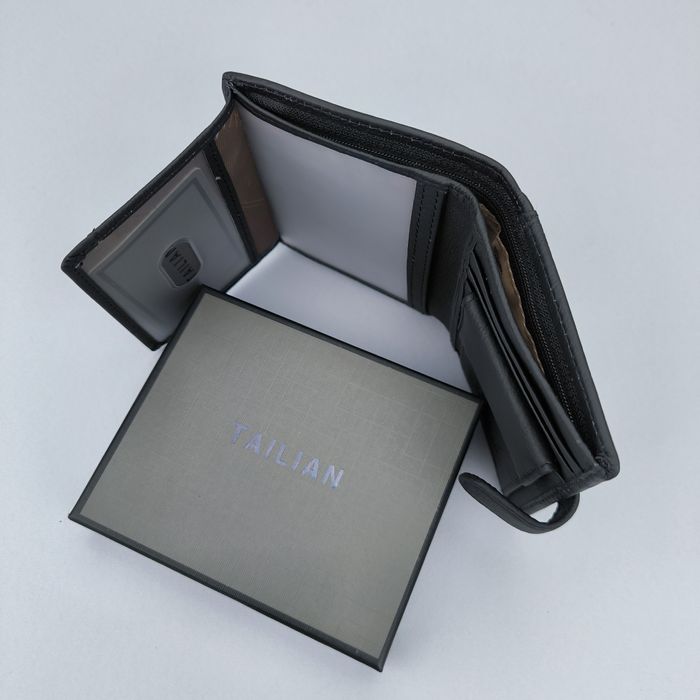 Гаманець чоловічий Tailian шкіряний кошелек мужской кожаный черный