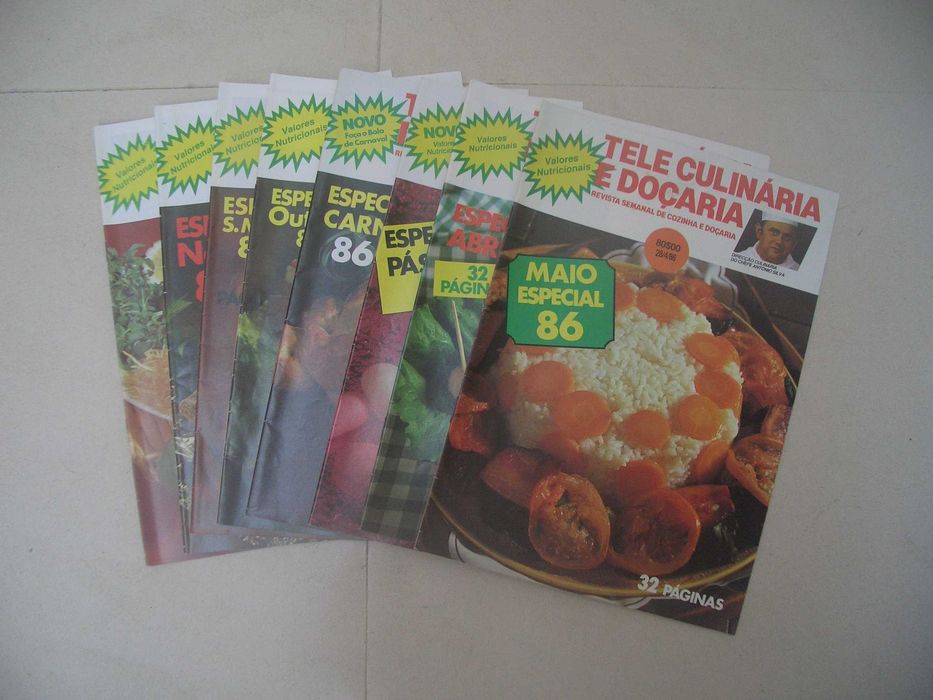 8 Issues of Tele Culinária e Docaria Magazines from 1986