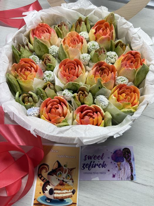 Букети з WОW ефектом.Натуральний зефір,зефірні квіти,букети,коробочки