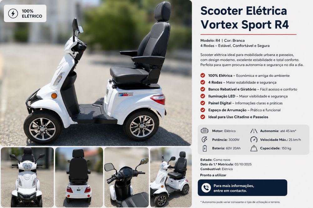 Scooter eletrica de 4 rodas