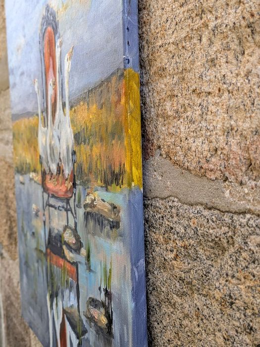Quadro pintado a óleo, 60x50 cm