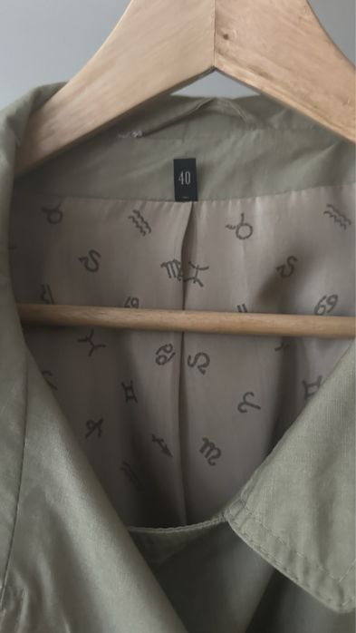 Trencz płaszcz jesienny khaki zielony damski