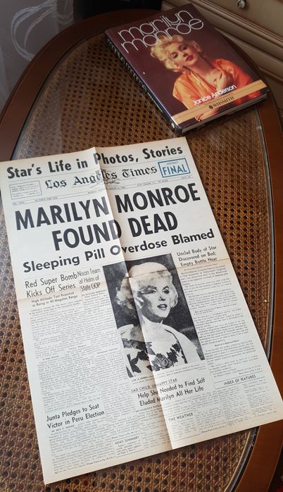 Раритетная газета первый выпуск о смерти Marilyn Monroe 6 Августа 1965