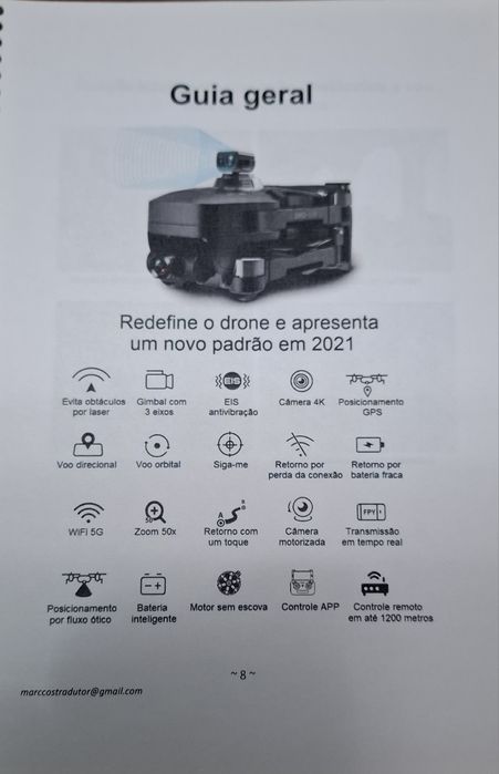 Drone SG906 PRO3 MAX Câmara 4 K Pouco USO instruções  EM Português
