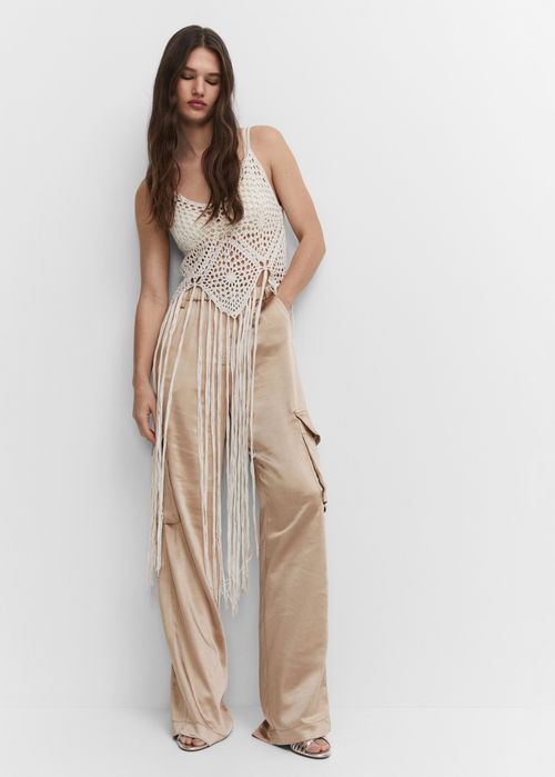 Spodnie satynowe cargo Mango XS