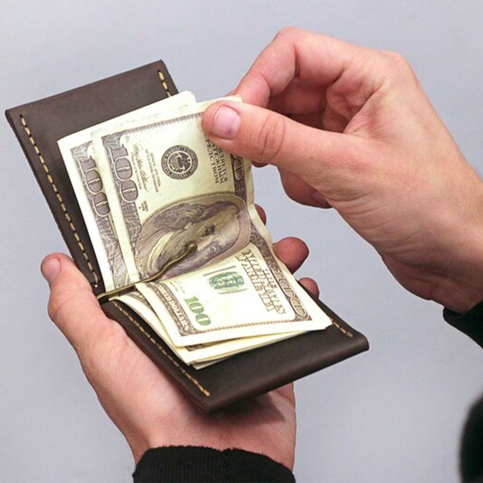 Portfel męski z klipsem na banknoty karty skórzany