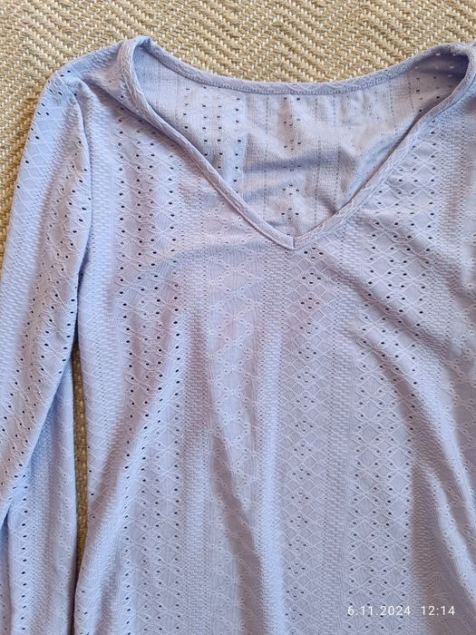 Ażurowa liliowa bluzka shein S