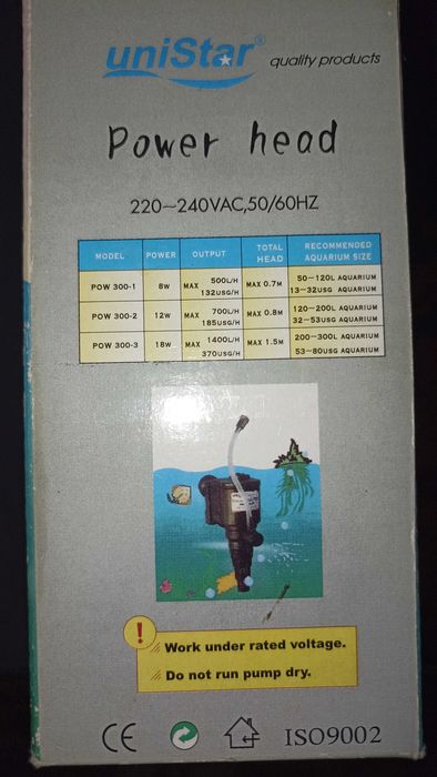 Помпа - фильтр аквариумная power head pow 300-1 на 170 литров с фильтр