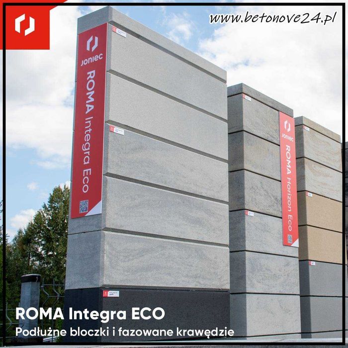 Nowoczesny bloczek na ogrodzenie Joniec Roma Integra ECO 75x20x20 SLIM