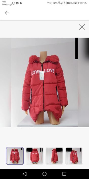 Kurtka zimowa damska  czerwona rozm. M, L, XL
