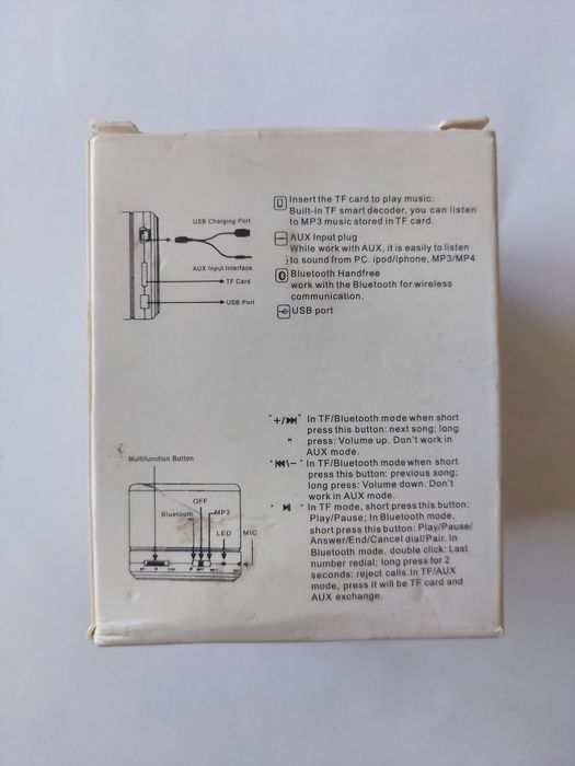 Głośnik przenośny bezprzewodowy Bluetooth micro SD MP3 muzyka w plener