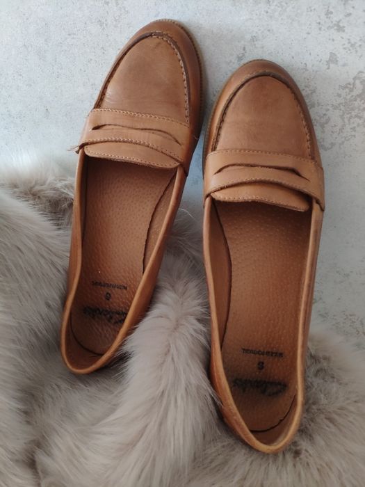 Кожаные женские балетки Clarks,  кожаные мокасины, 39