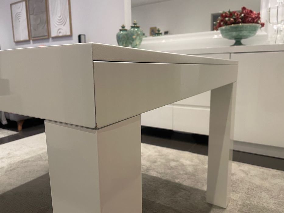 Mesa jantar branco lacado - extensível [Woodspace]