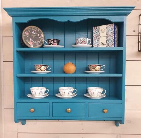 Szafka wisząca półka rustykalna,prowansalska,niebieska,turkus