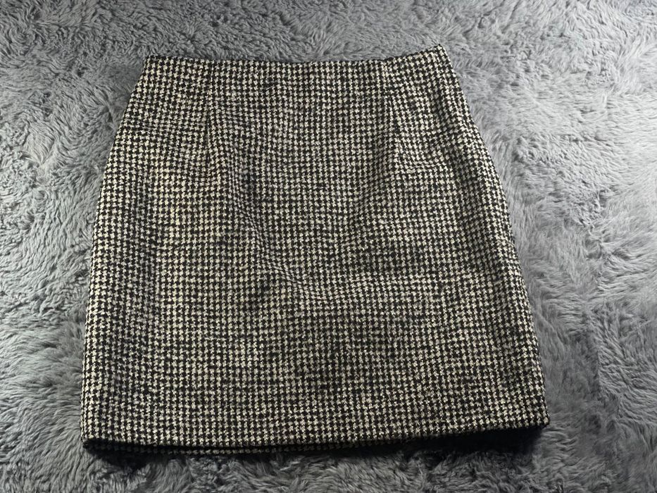 Spódnica mini H&M w pepitkę, tweedowa z wełną XS (EUR 34)