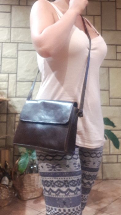 Skórzana brązowa torebka listonoszka, skóra naturalna. Jak NOWA!