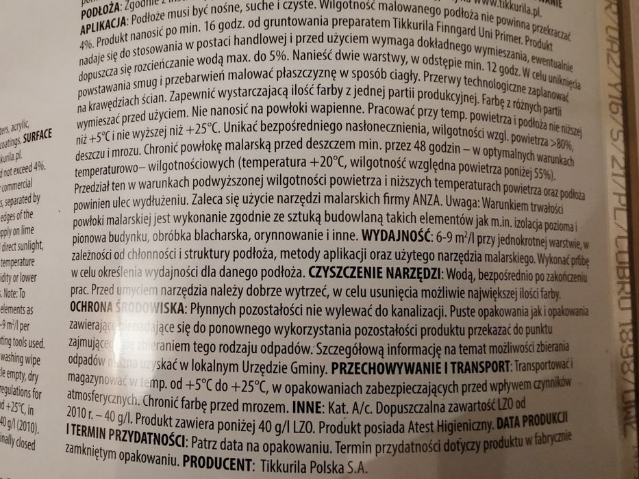 Farba fasadowa Tikkurila silikonowa 9L