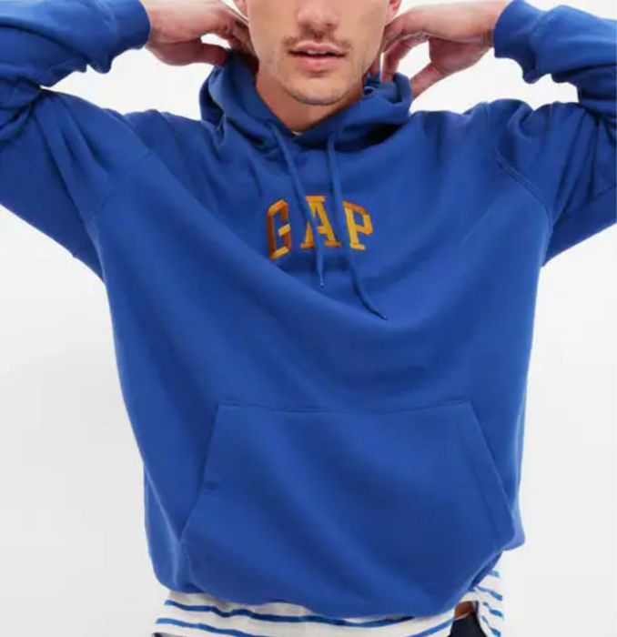 Худі Gap синє з жовтою вишивкою, розмір XL (oversize крій)