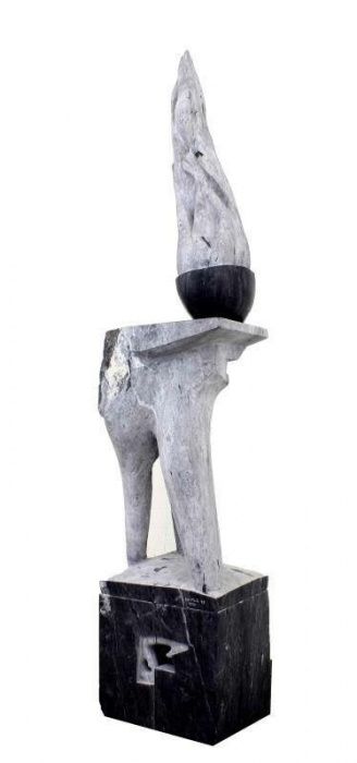 - RUI MATOS (n.1959) - ORIGINAL - Escultura em mármore cinzento, assin