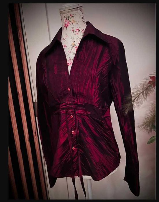 elegancka koszula burgund gnieciona goth vintage S M