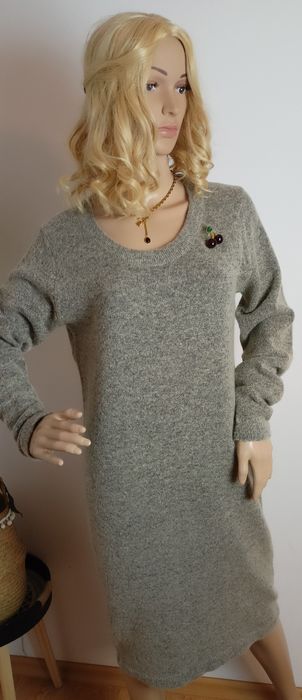 Jasnoszara sukienka ICHI comfort chic skandynawska elegancja