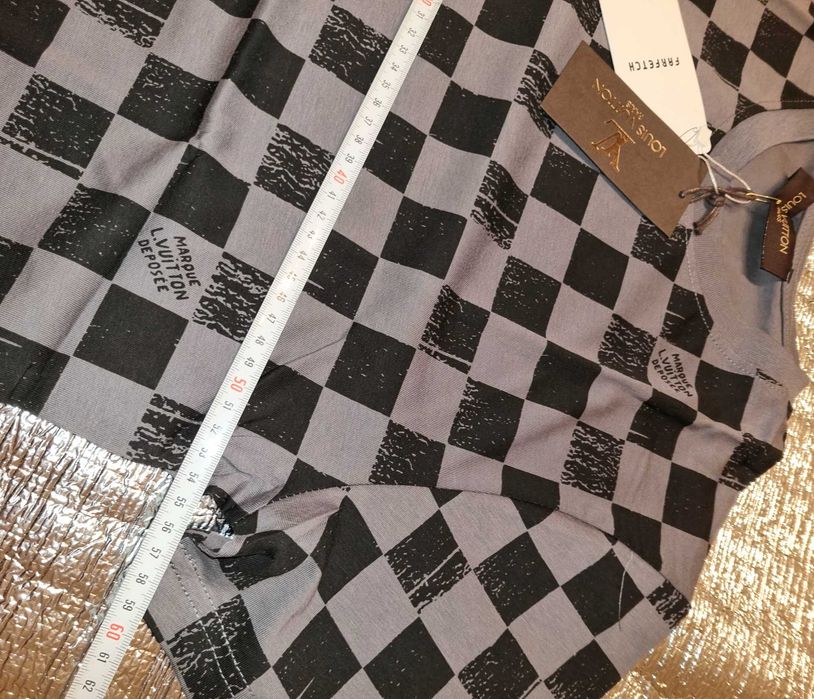 Nowa szara koszulka LOUIS VUITTON LV T-shirt moda kratka prezent L