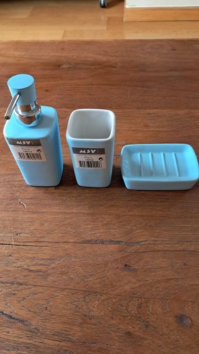 Conjunto de WC em cerâmica turquesa, 3 peças novo com etiquetas