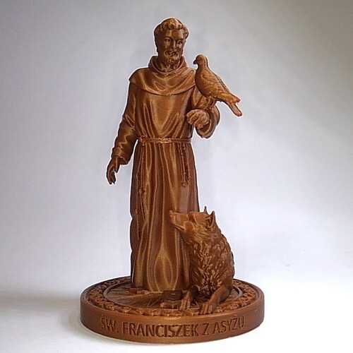 Franciszek z Asyżu figurka w kolorze brązowym (PLA) - DRUK3D