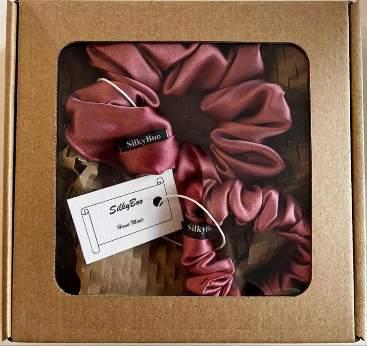 Jedwabna gumka do włosów SilkyBoo scrunchie rozmiar mini handmade